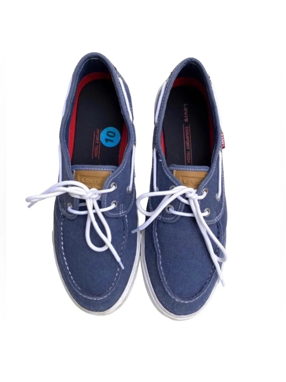 Levi’s Casual Canvas Boat Shoes in Blue with White Men’s Size 10